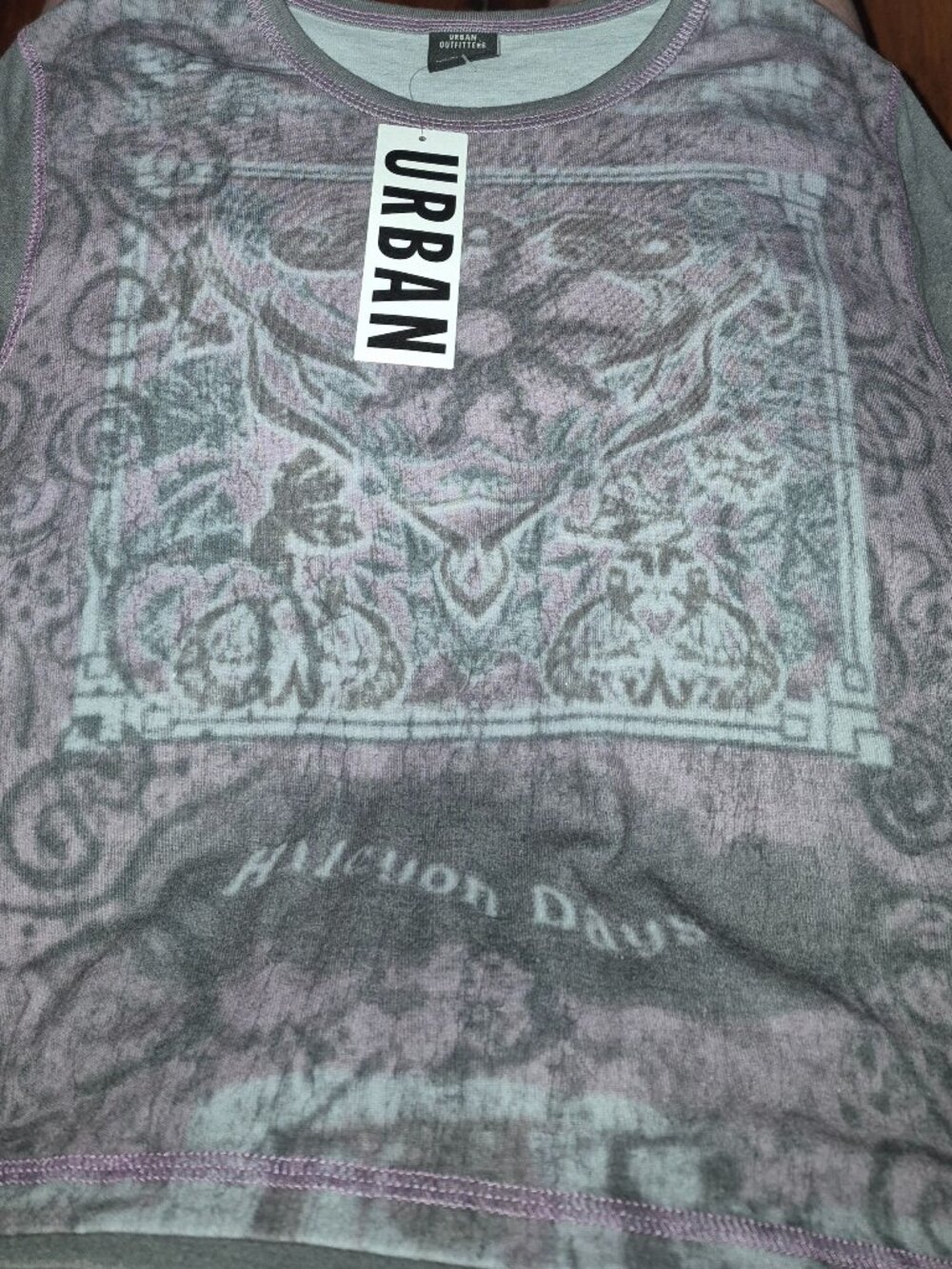 Urban Outfitters Graphic T Shirt Top Halcyon Days Grey Purple Y2K Grunge Size XL